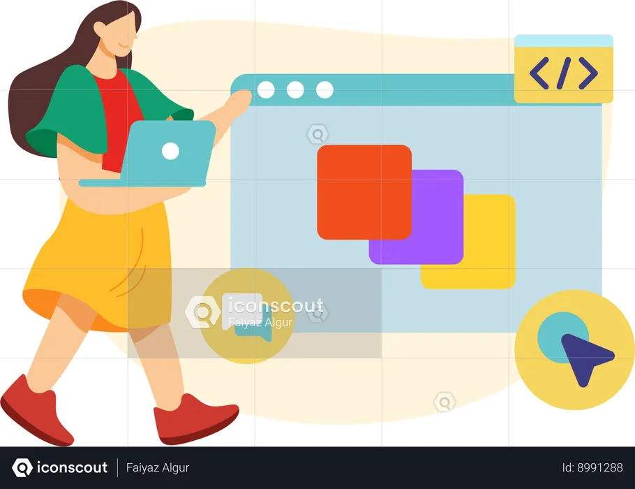 Designer visual fazendo design de site  Ilustração
