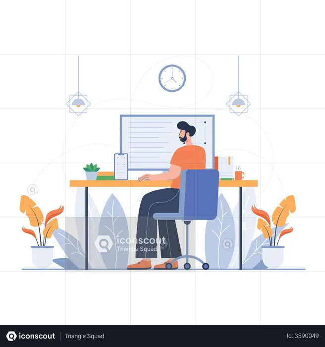 Designer working in a Web Design Studio  Illustration