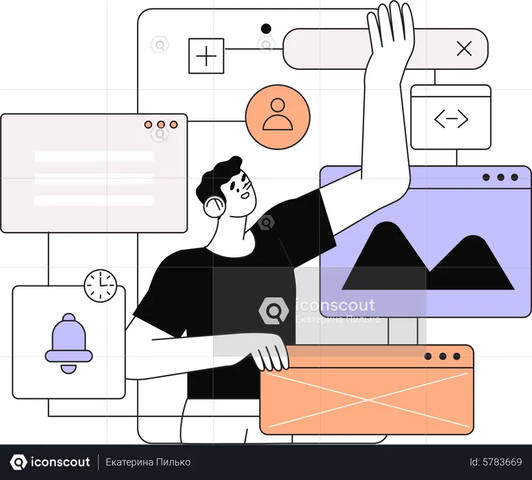 Designer working on ui ux design  Illustration
