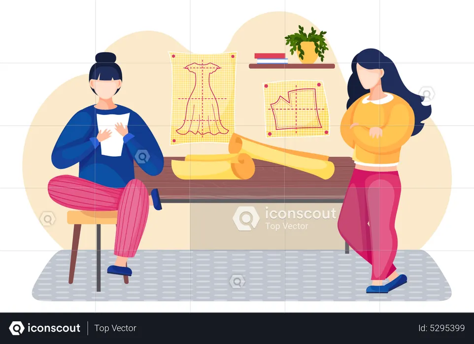 Designers communicate in studio  Illustration