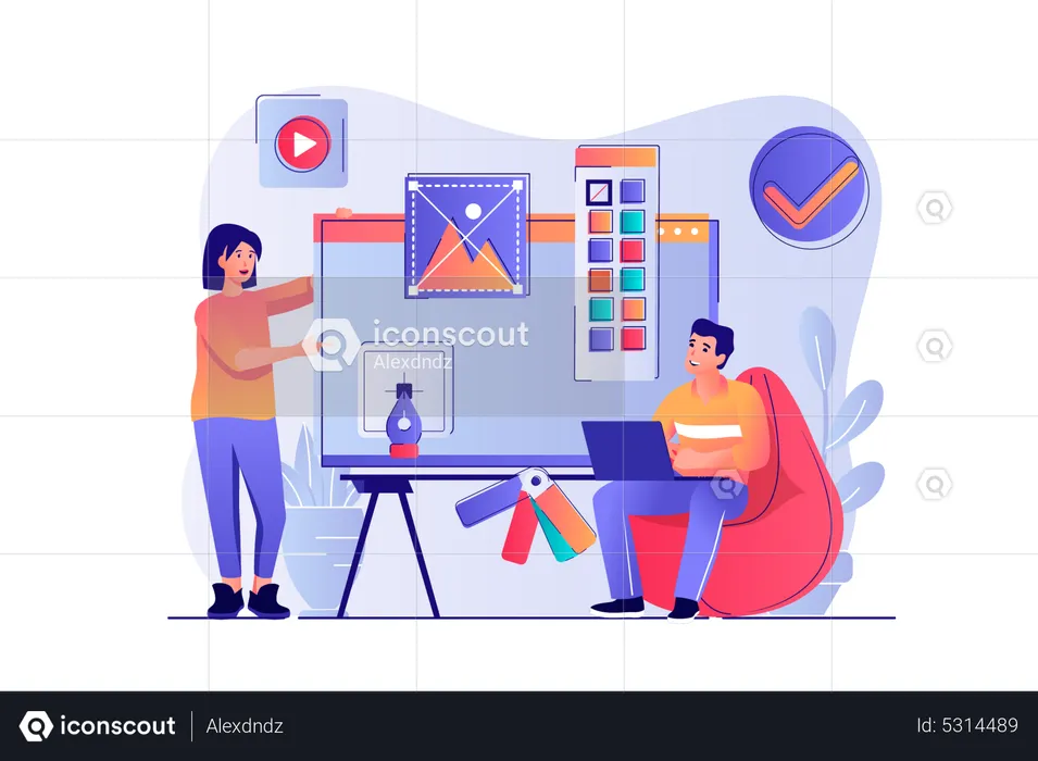 Designers team create website layout  Illustration