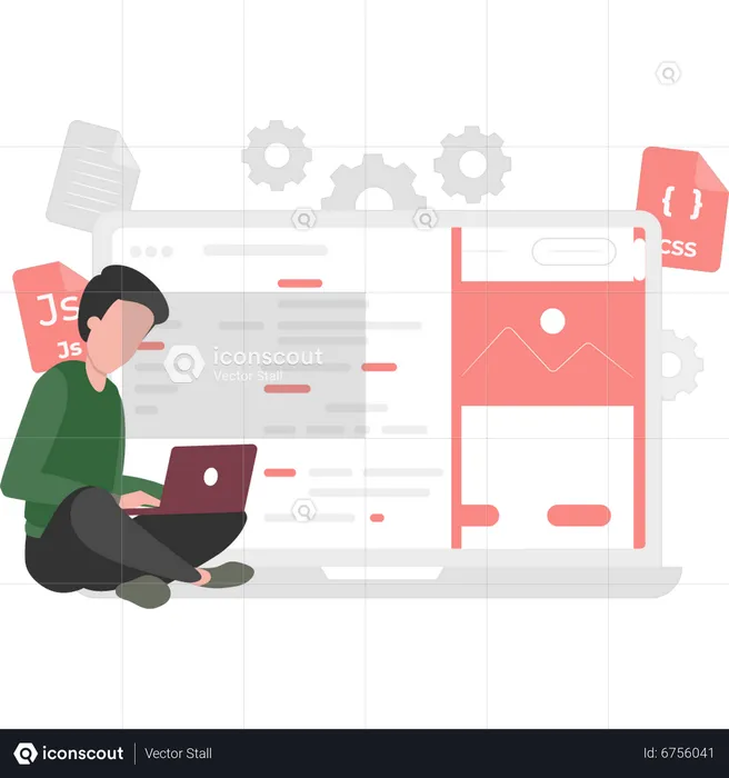 Designers working on laptop  Illustration
