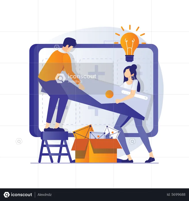 Designers working on Website UI Design  Illustration