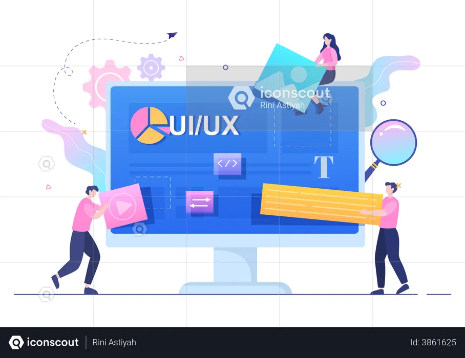 Designers working on website ui-ux designing  Illustration