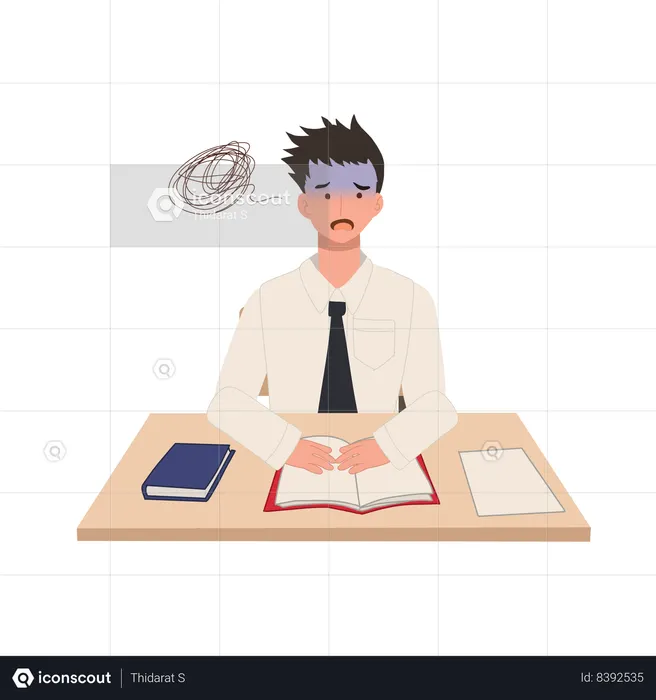 Despair Frustration confused University Student Struggles with Academic Pressure  Illustration
