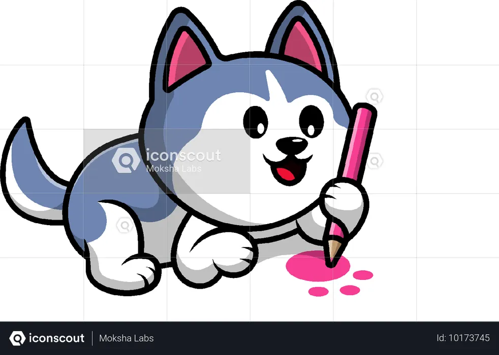 Dessin de chien husky  Illustration