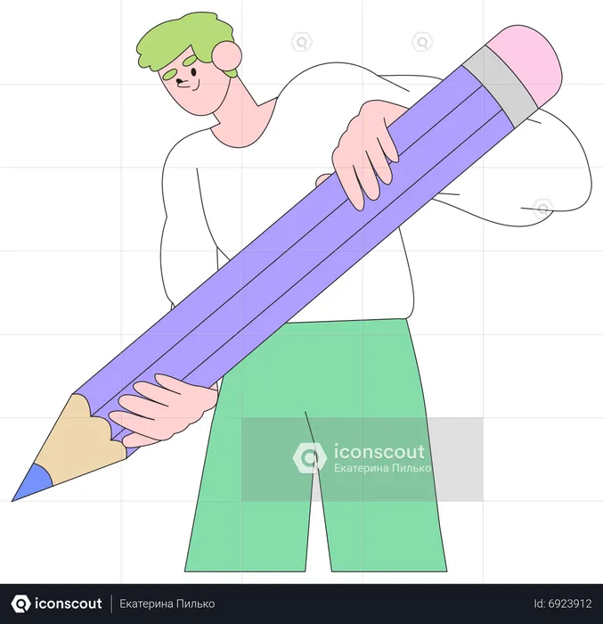 Dessin de designer masculin à l'aide d'un crayon  Illustration