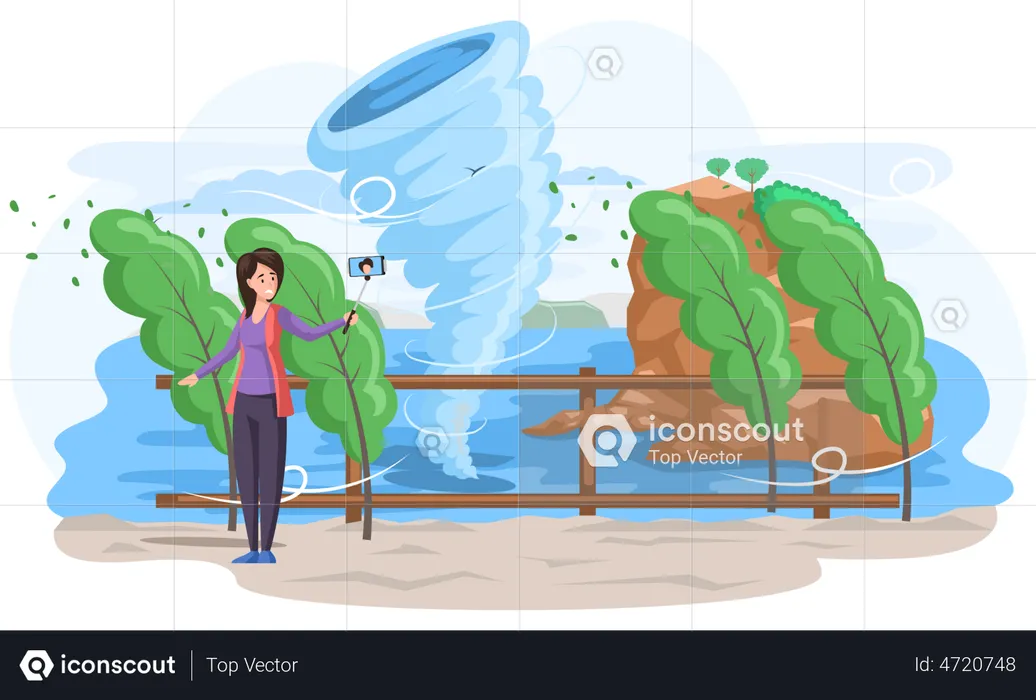 Destructive tornado natural phenomenon  Illustration