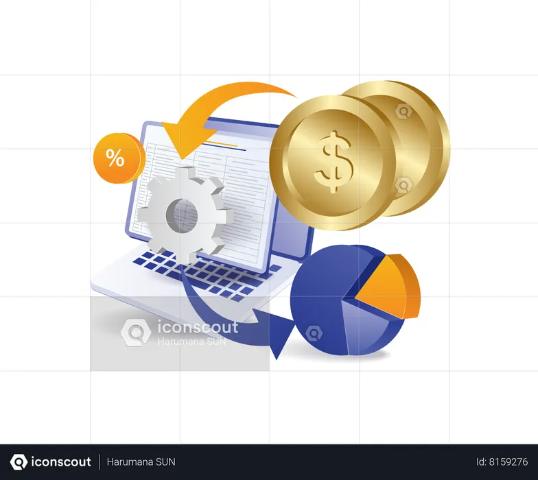 Detalhamento percentual da receita empresarial  Ilustração