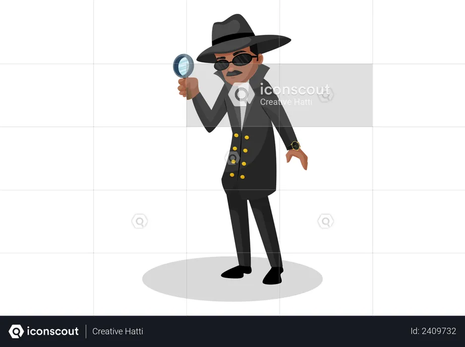 Detective holding Magnifying glass  Illustration