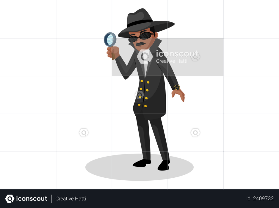 Best Premium Detective Holding Magnifying Glass Illustration Download