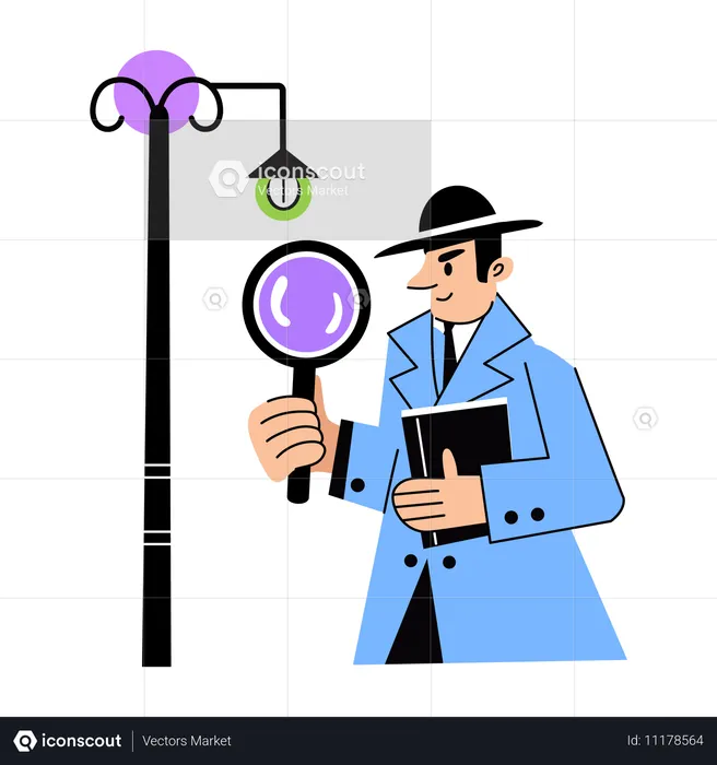 Detective solving mystery  Illustration