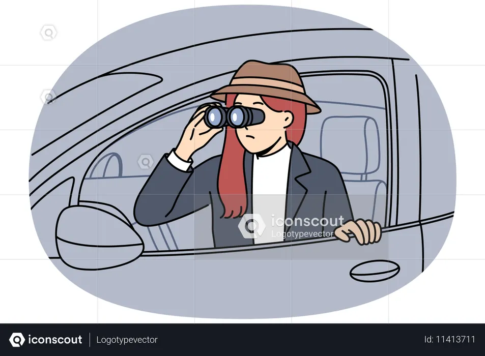 Detektivin spioniert ihren Freund heimlich aus  Illustration