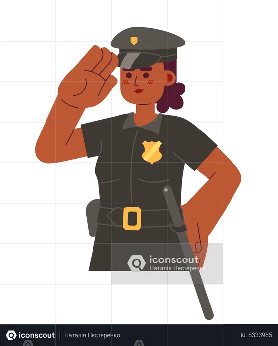 Detetive policial mulher afro-americana  Ilustração