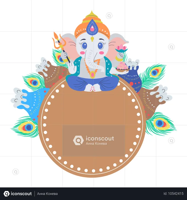 Deus Ganesha em quadro  Ilustração