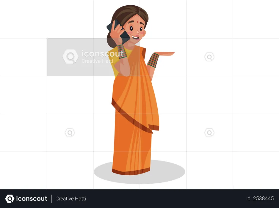 Deusas Sita falando ao telefone  Ilustração