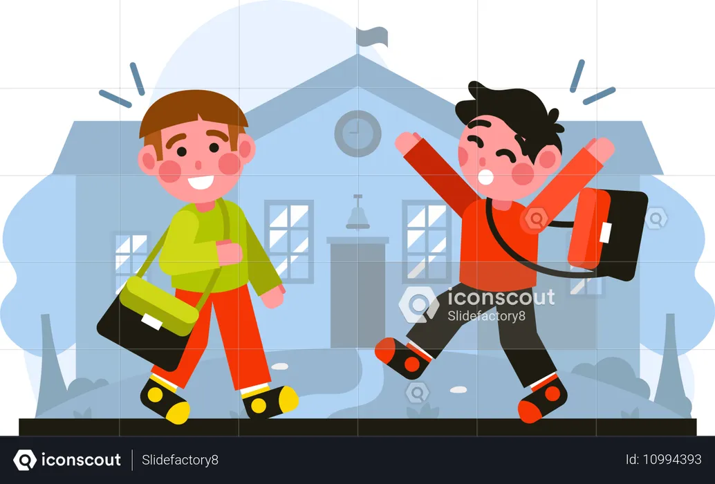 Deux enfants transportant des sacs à l'école  Illustration