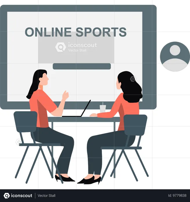 Deux filles offrant un service de sport en ligne  Illustration