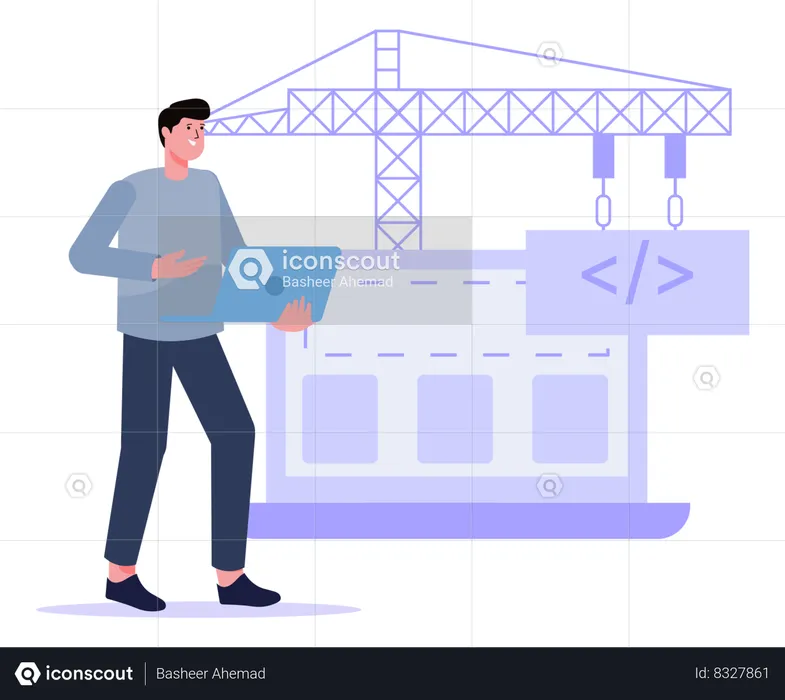 Developer Constructing Website  Illustration