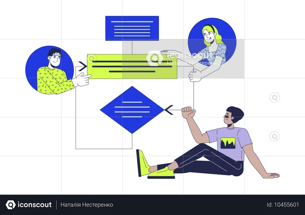 Developer creates Algorithm for software development  Illustration