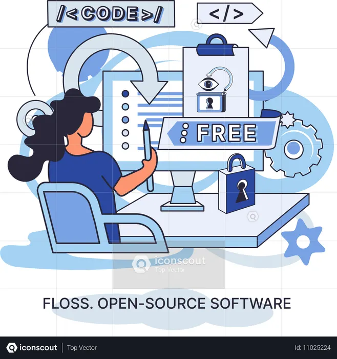 Developer creates free coded website  Illustration