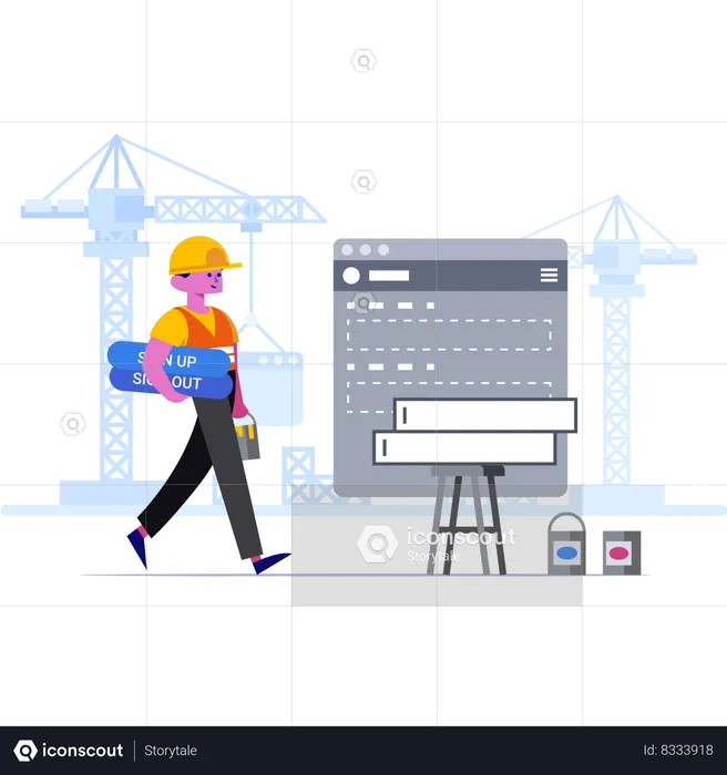 Developer creating sign up service  Illustration