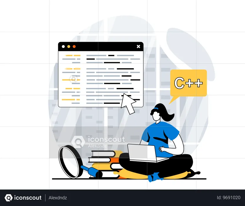 Developer develops new programming languages  Illustration