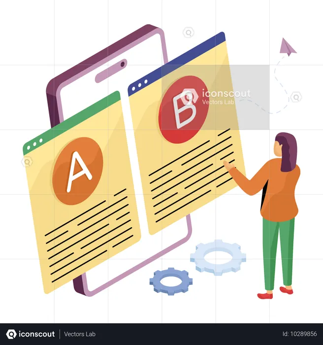 Developer doing AB testing of software  Illustration