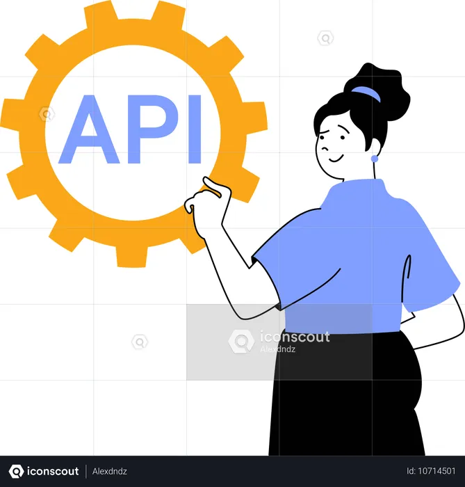 APIプログラミングを行う開発者  イラスト