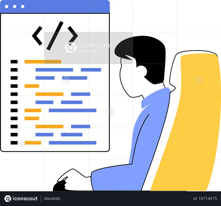 コーディングを行う開発者  イラスト