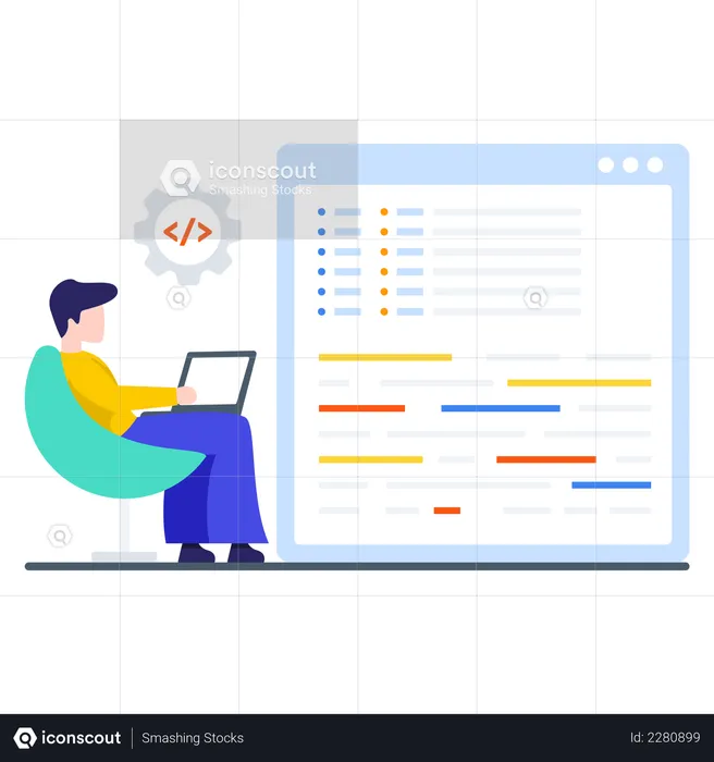 Developer Doing Coding  Illustration