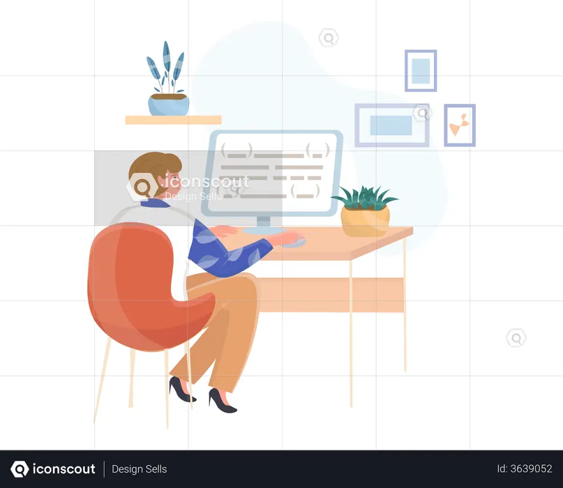 Developer Doing Coding  Illustration