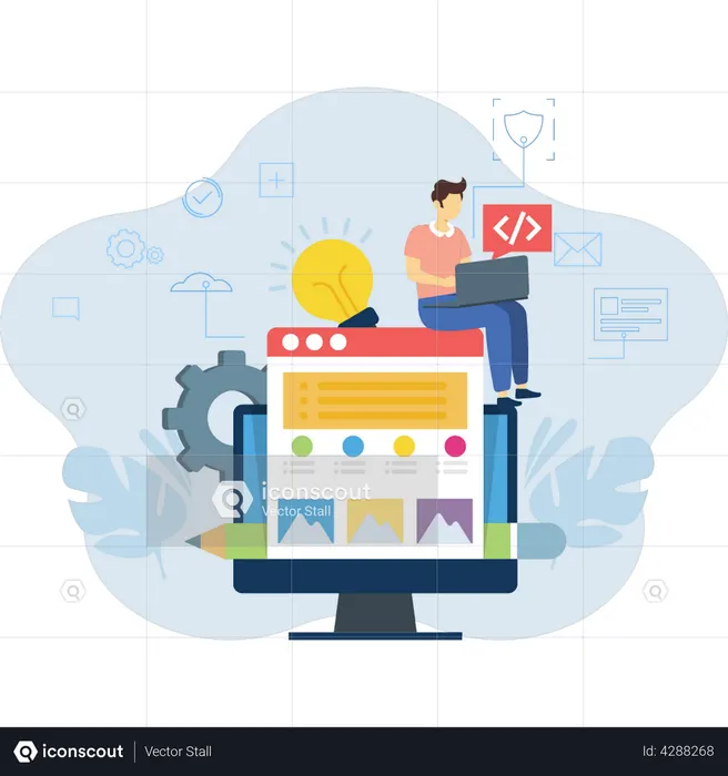 Best Developer doing web coding Illustration download in PNG & Vector ...