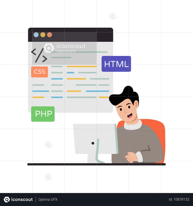 Developer doing Web coding  Illustration