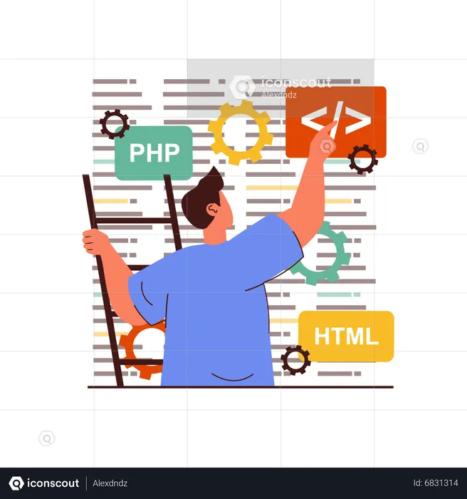 Developer doing web development  Illustration