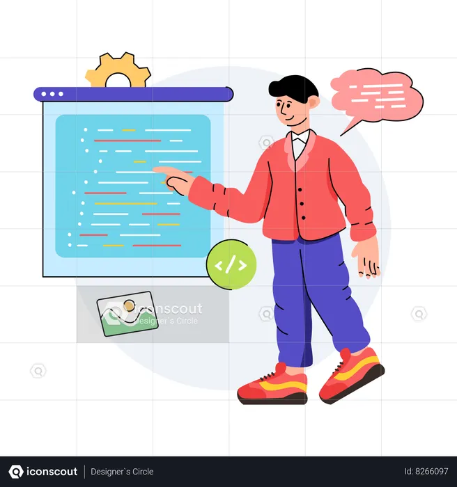 Developer Giving Presentation  Illustration