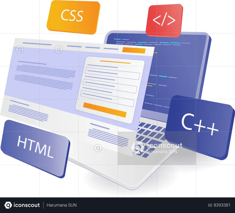 Developer is learning computer languages  Illustration