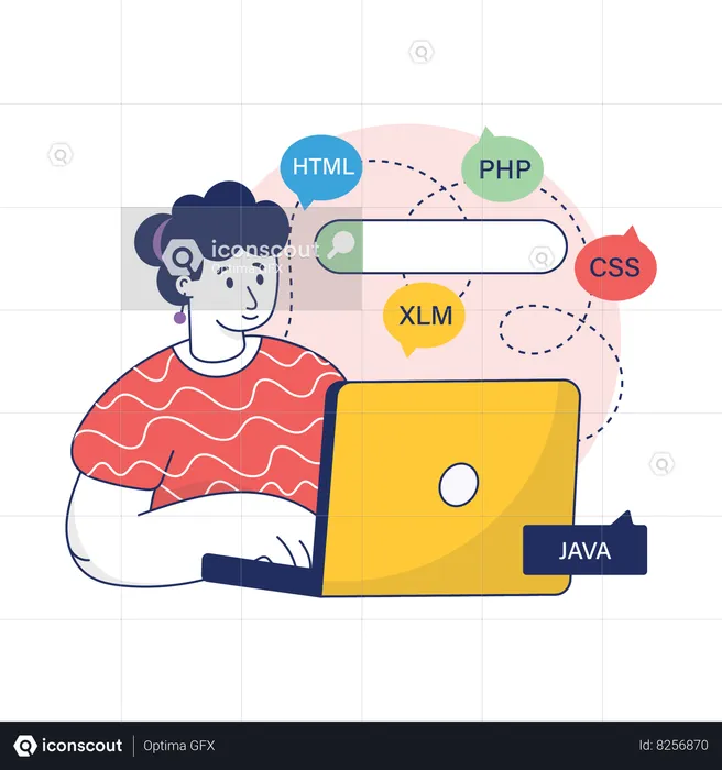 Developer is writing Programming Languages  Illustration