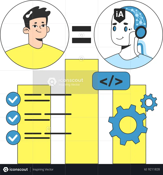 Developer making AI robot model  Illustration