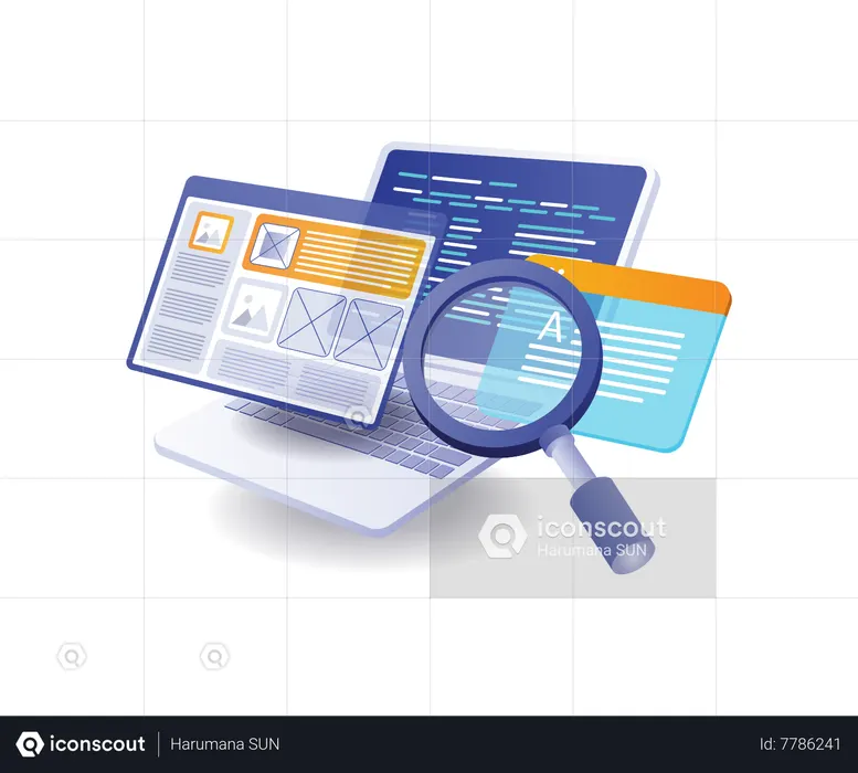 Developer programmer web layout analysis  Illustration