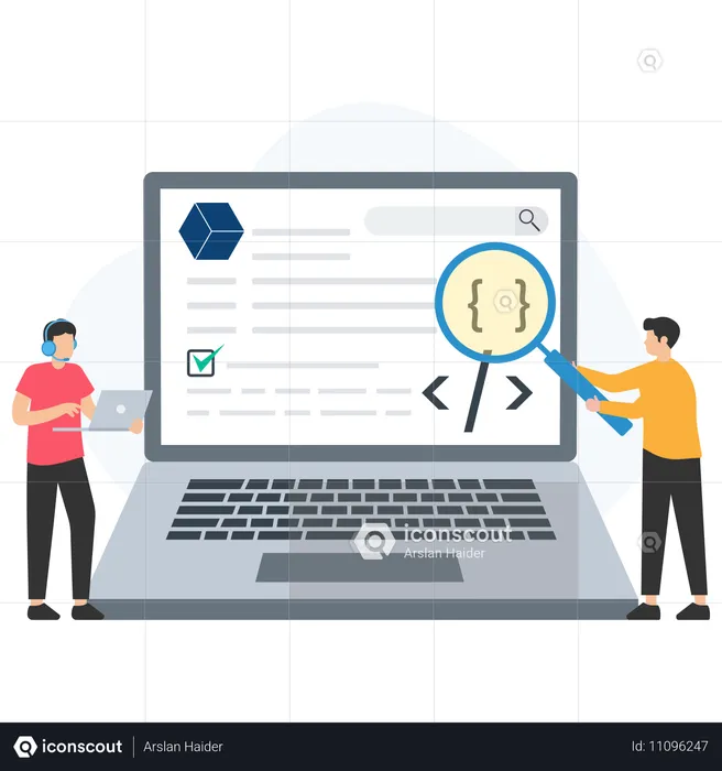 Developer reviewing coding  Illustration