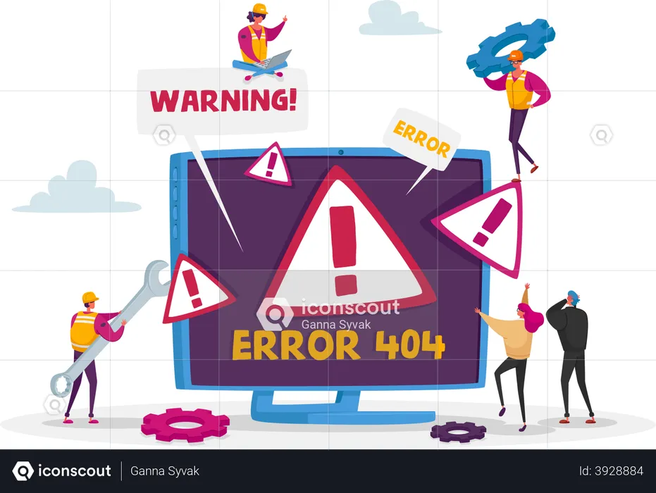 Developer solving error 404  Illustration