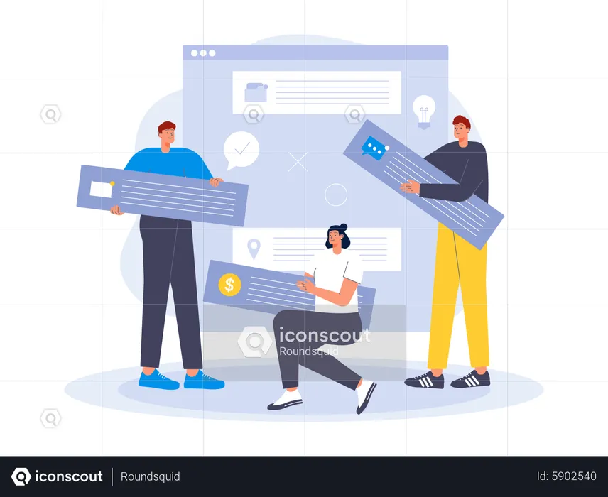 Developer team building website  Illustration