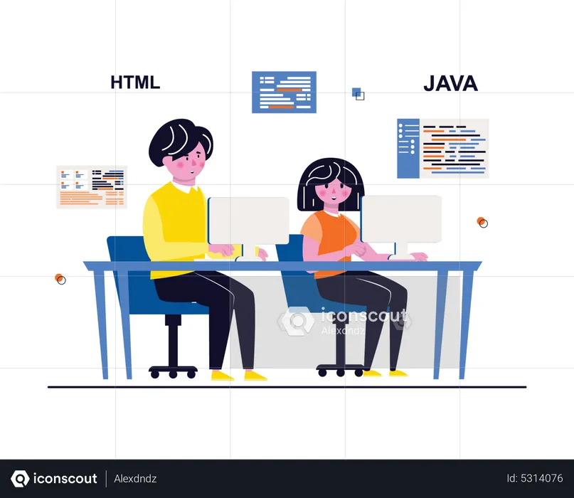 Developer team work together  Illustration