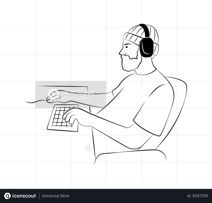 Developer typing using keyboard  Illustration