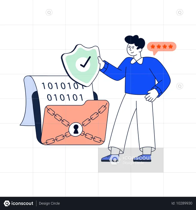 Developer working on Data Encryption  Illustration