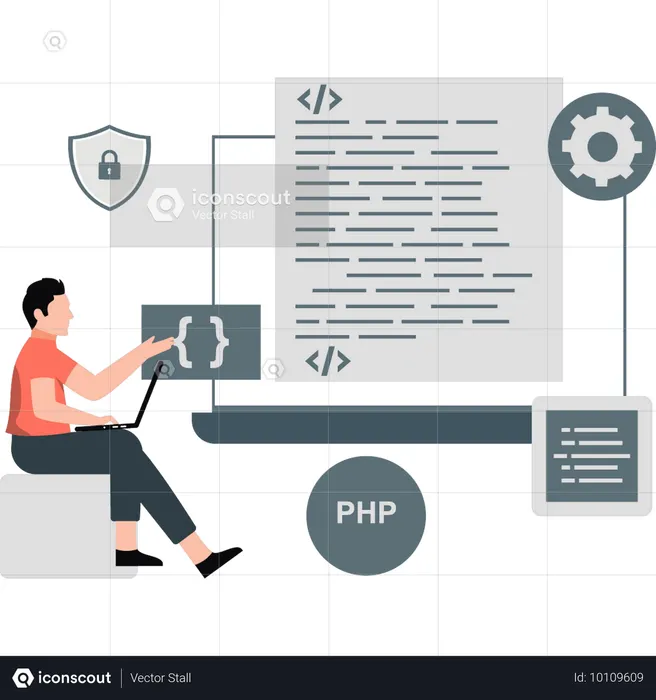 Developer working on new programming languages  Illustration