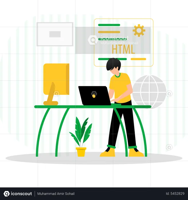 Developer working on web development  Illustration