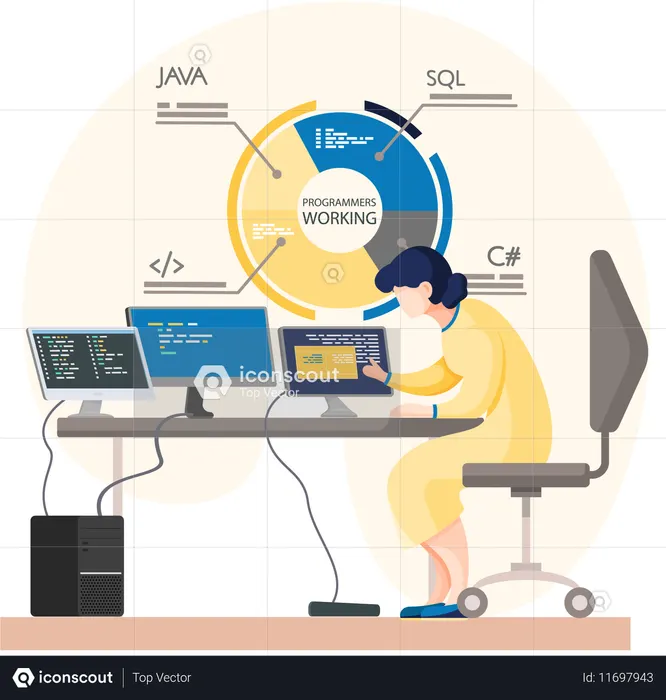 Developer working on web development  Illustration
