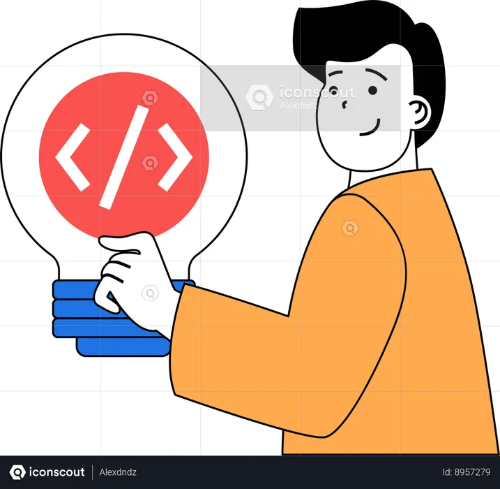 Developer works on software  Illustration